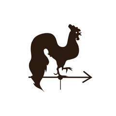 Rooster weather vane isolated on white background.