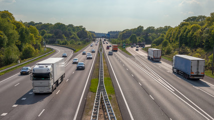 Aerial view of Trucks and cars on the A12 Freeway