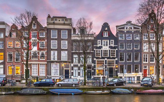 Detail of Canal houses on the Brouwersgracht in Amsterdam