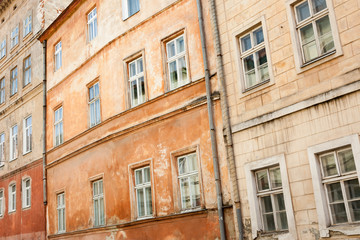 Fototapeta na wymiar Old colorful buildings in historic part of Lviv, Ukraine