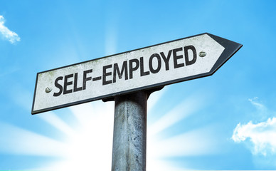 Self-Employed sign with a beautiful day