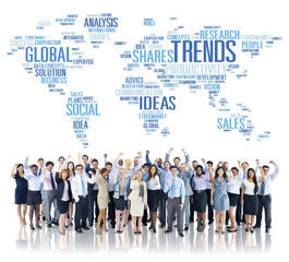 Trends World Map Marketing Ideas Social Style Concept