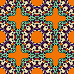 Oriental traditional mandala ornament, Moroccan seamless