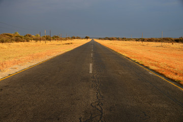 Namibian road just before a downpour