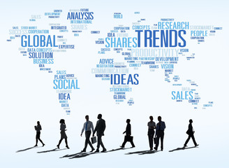 Trends World Map Marketing Ideas Social Style Concept