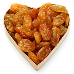 Yellow sultanas raisins isolated on white background cutout