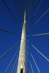 Details of Ada bridge tower in Belgrade, Serbia