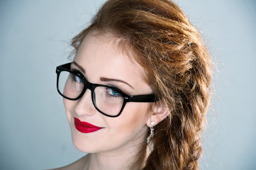 beautiful girl with glasses