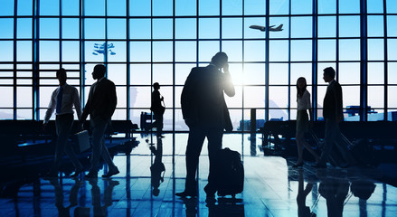 Back Lit Business People Traveling Airport Passenger Concept