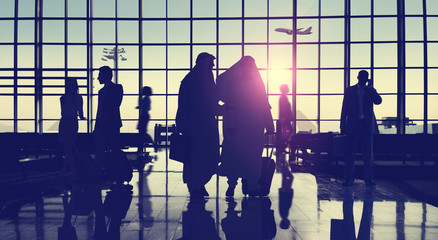 Back Lit Business People Traveling Airport Passenger Concept