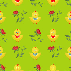 Seamless kids pattern  with chicken texture background