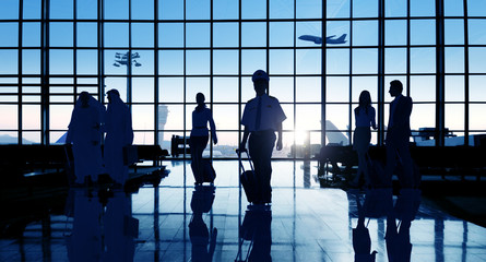 Back Lit Business People Traveling Airport Passenger Concept