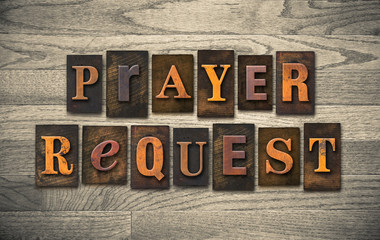 Fototapeta premium Prayer Request Wooden Letterpress Concept