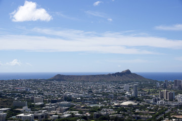 Aerial view of Diamondhead, Kapiolani Park, Waikiki, Ala Wai Can