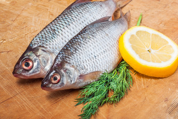 Raw fish with lemon and dill