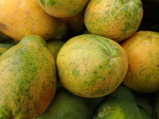 Close-up of Hawaiian papayas