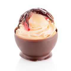 Strawberry and chocolate pastry mousse