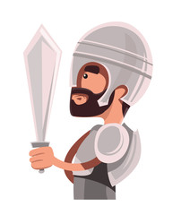Ancient warrior in full armour illustration cartoon character