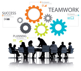 Teamwork Team Group Gear Partnership Cooperation Concept