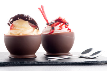 Strawberry and chocolate pastry mousse