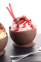 Strawberry and chocolate pastry mousse