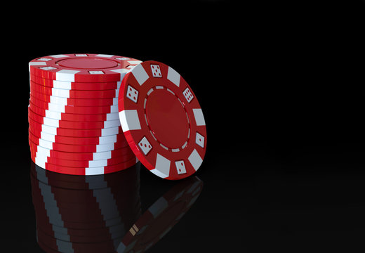 red casino poker chips stack
