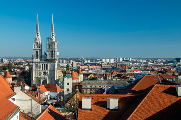 Fototapeta na wymiar Zagreb cathedral from Upper town