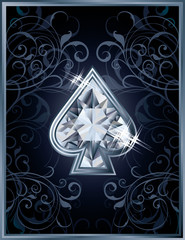 Poker spade diamond card, vector illustration