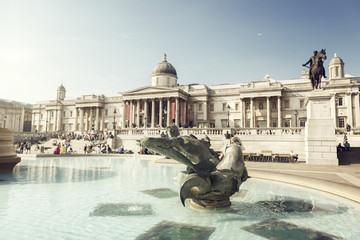 Brunnen auf dem Trafalgar Square, London, UK