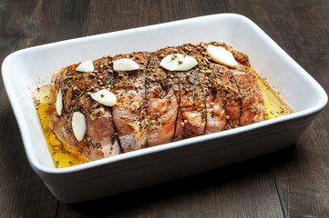 pork in roasting dish