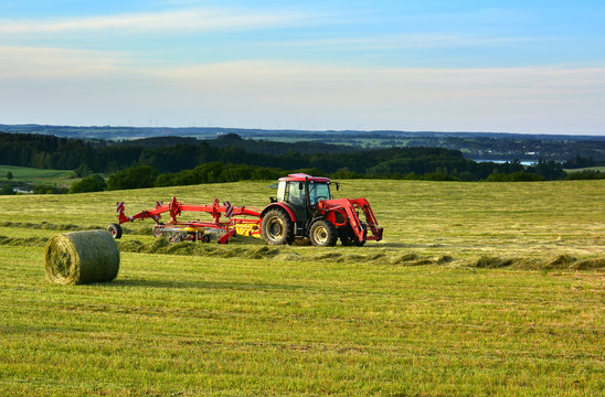 Farm tractor on a field