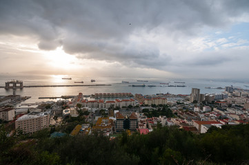 Evening view of famous Gibraltar, Europe.