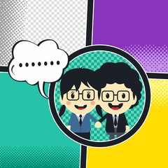 comic template element with speech bubble halftone art