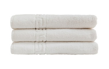 Fototapeta na wymiar White bath towels in stack. Isolated
