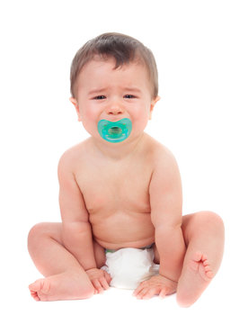 Cute Baby Crying With Pacifier