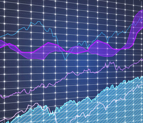 stock graph on virtual screen, close up