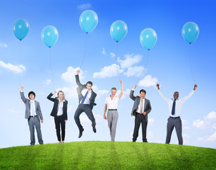 Business People Balloon Support Success Confidence Concept