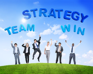 Business People Team Winning Strategy Cheerful Concept