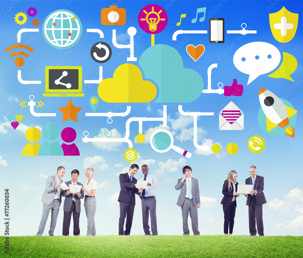 Poster social media social networking connection data storage concept