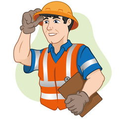 Character workers with safety equipment at work