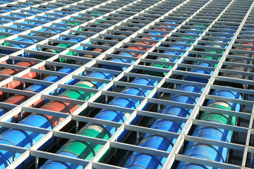 Fototapeta premium Floating pier made from drums under construction