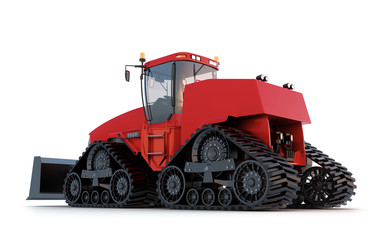 QuadTrac Tractor. Back View. Isolated background.