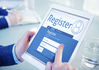Register Membership Application Registration Join Office Concept - obrazy, fototapety, plakaty