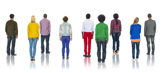 Multiethnic Group People Standing Rear View Concept