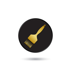 Simple gold on black paintbrush icon, logo