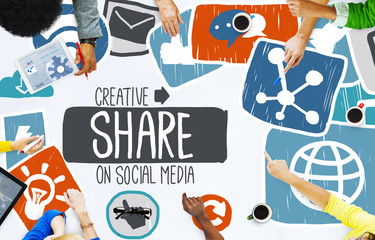 Sharing Social Media Networking Online Download Concept