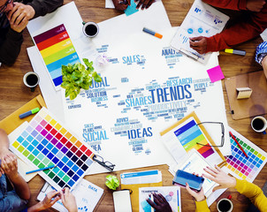 Trends World Map Marketing Ideas Social Style Concept