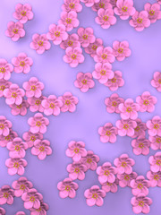 Cherry Blossoms On Purple Background