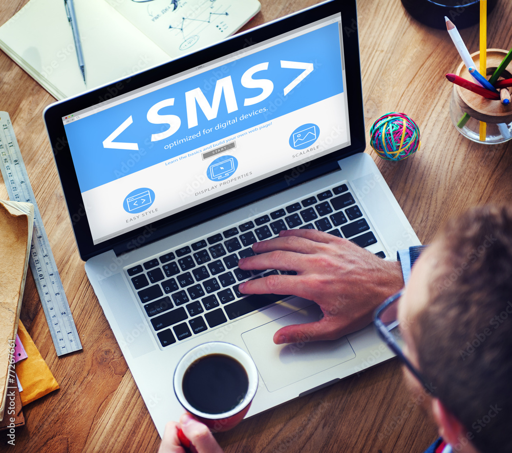 Poster sms messaging text internet communication networking concept
