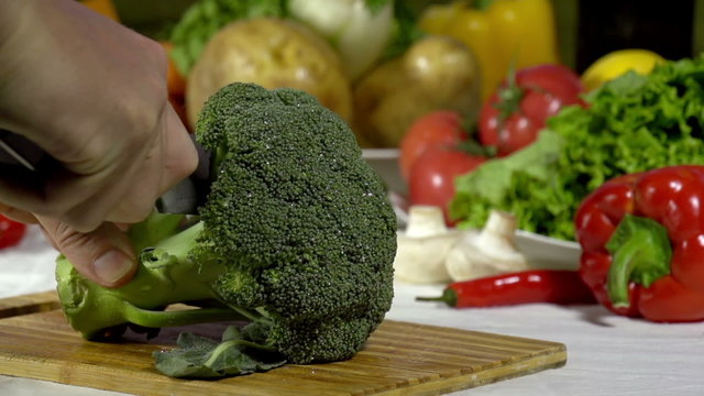 Cutting Broccoli Inflorescences